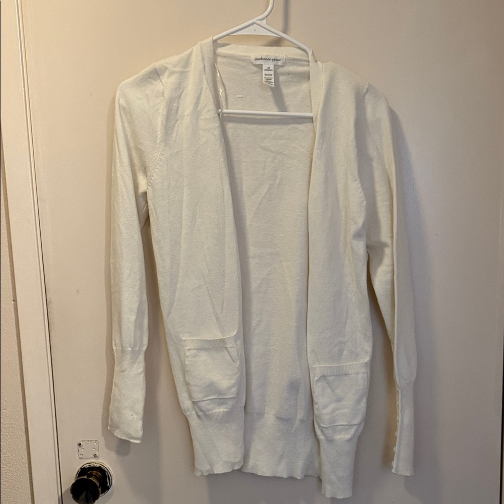 Ambiance Ivory Open-Front Cardigan